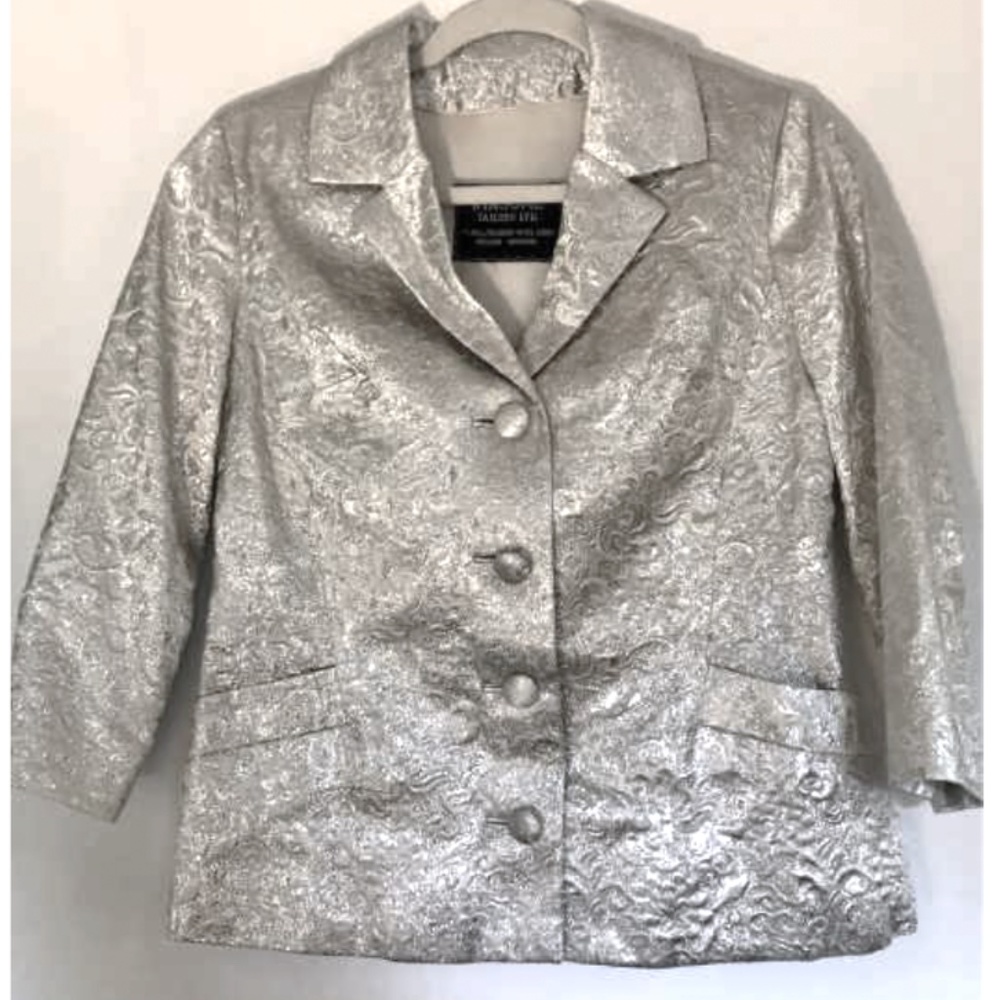 VIntage Blazer, Silver Metallic Brocade